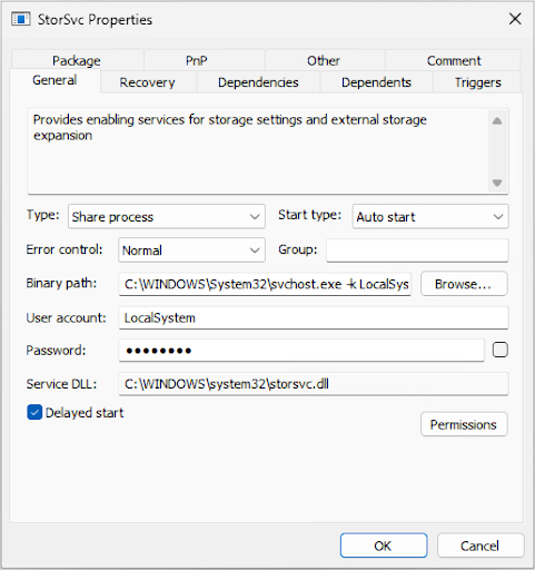 StorSVC Properties